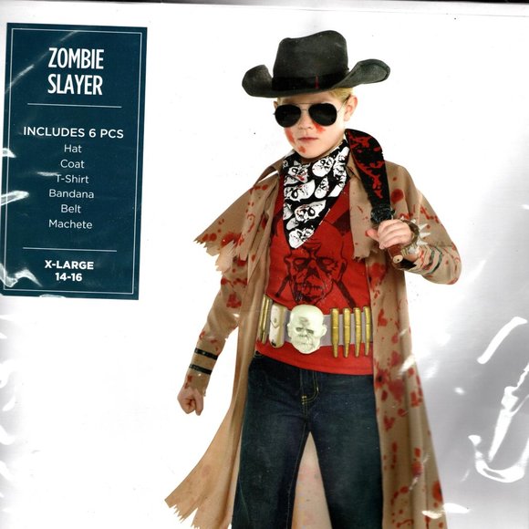 Zombie Slayer Halloween Costume Boys X-Large 14-16 New Amscan